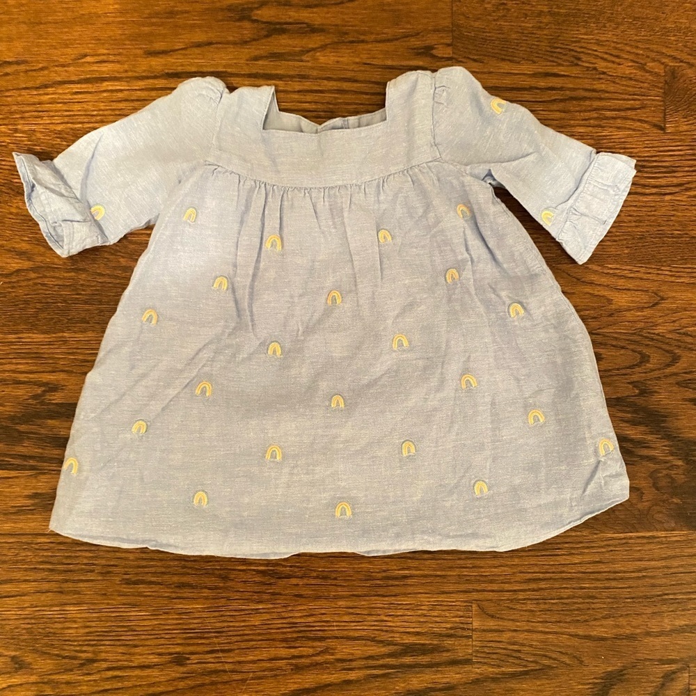 Janie And Jack Embroidered Rainbow Dress 12-18 M Flutter Sleeve Infant Toddler - Picture 2 of 4